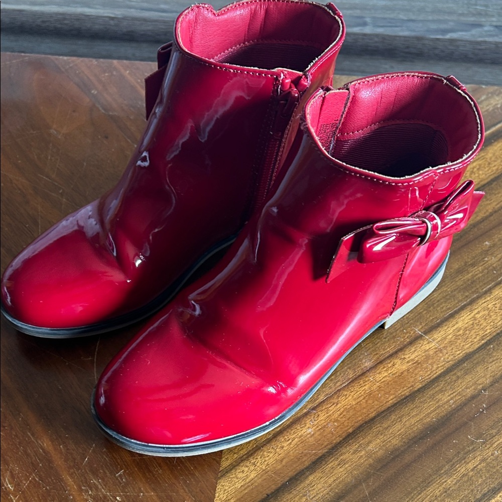 Gymboree Shiny Red Kids Boots with Bow